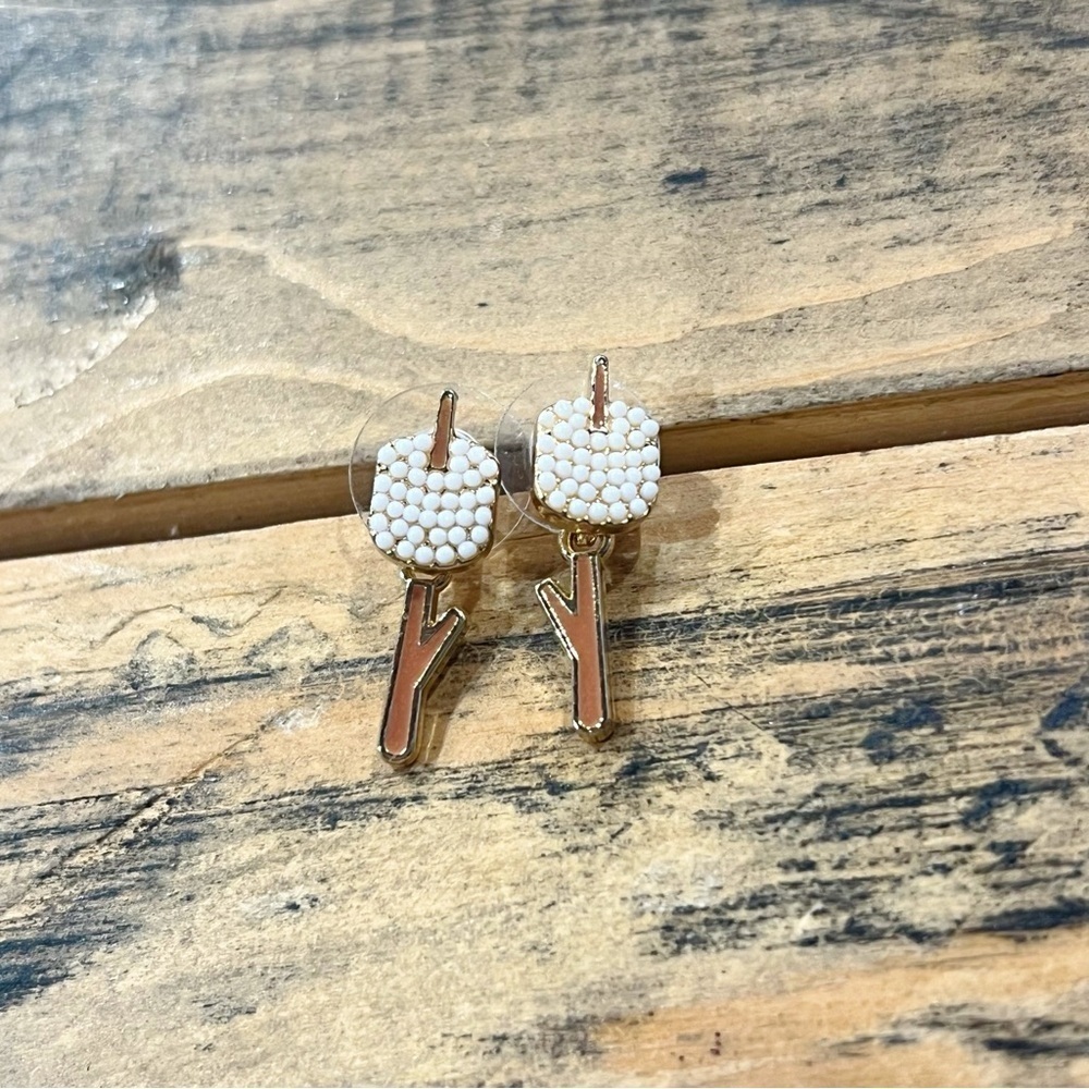 Campfire Marshmallow Dangle Earrings
